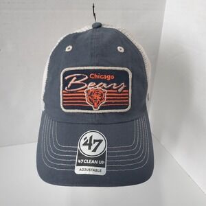 47 Brand Chicago Bears Clean Up Trucker Hat Navy Blue Mesh Snapback NFL Cap NEW